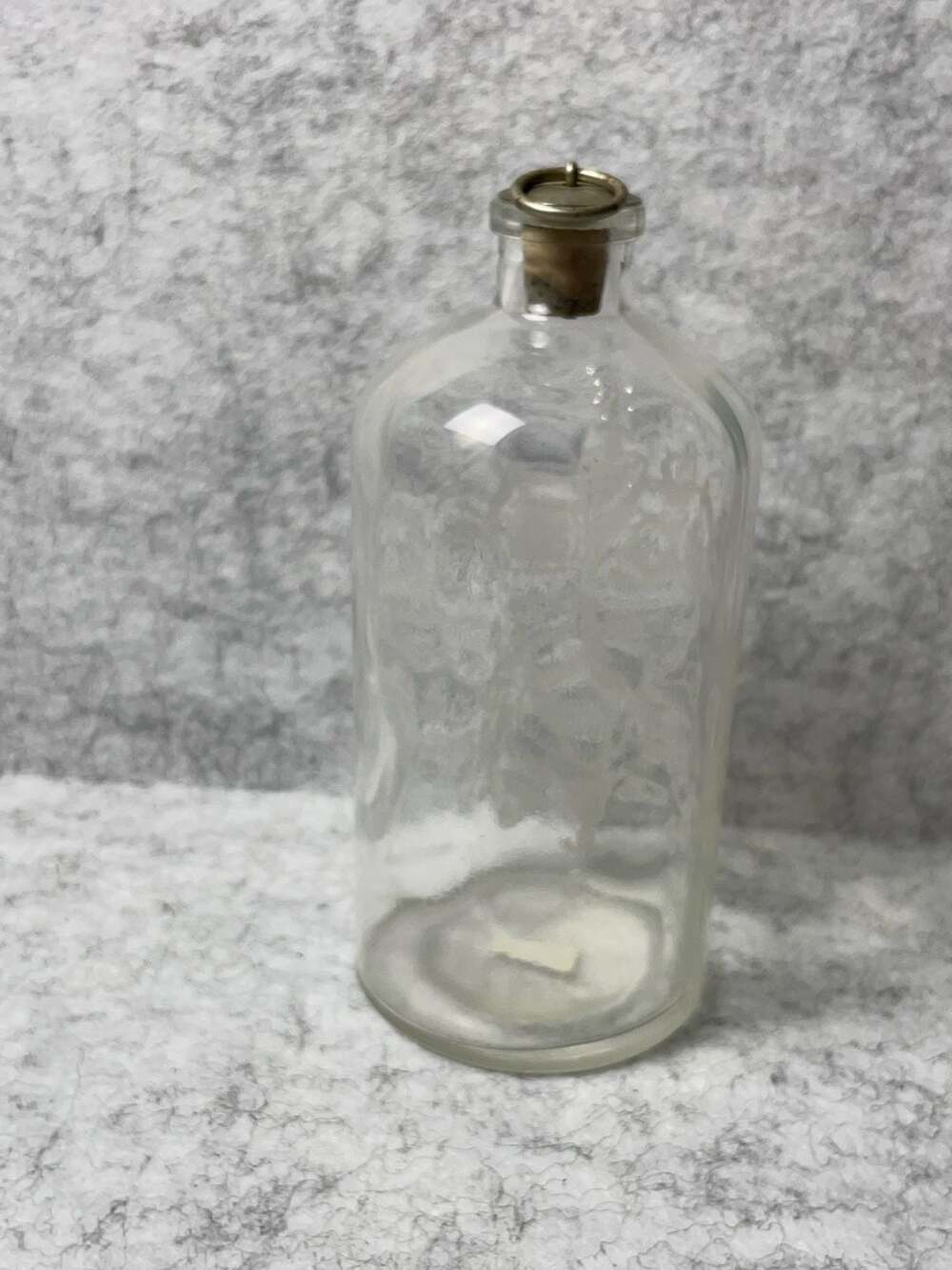 Vintage Frosted Ornate Glass Apothecary Bottle Made in Portugal